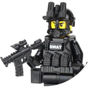 Battle Brick Collectible Police SWAT Tactical Assault Officer Custom Minifigure | Accessories Made in The USA | Genuine Military Minifig | 1.6 Inches Tall | Great Gift for Ages 10+ to Adult AFOL