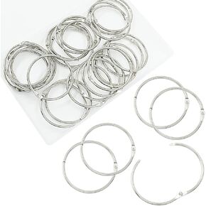 25 Pack 1-3/4 Inch Loose Leaf Binder Rings, Nickel Plated Steel Book Binder Rings, Keychain Key Rings for School, Home, or Office (Silver)