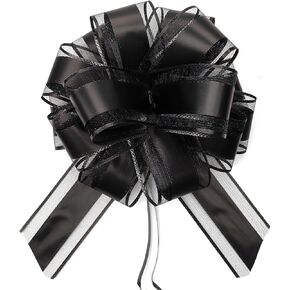 OPSFALCON 6 PCS Pull Bows, 6 Inch Large Black Bows for Gift Wrapping, Gift Bow, Present Wrapping Pull Bow for Christmas Wedding Baskets Valentine's Day Gift Decoration