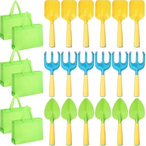 مجموعة أدوات البستنة للأطفال 24 قطعة، 6 مجرفة حديقة و6 مجرفة حديقة و6 حقائب حمل خضراء وأدوات حديقة معدنية مع مقبض بلاستيكي قوي للزراعة وحفر رمال الشاطئ in Kuwait