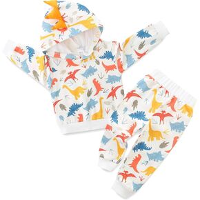 Toddler Pants Outfit Set 2Pcs Cute 3D Dinosaur Animal Style Infant Baby Boy Long Sleeve Hoodie Sweatsuit Clothes