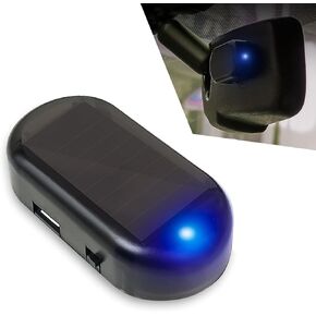 Pack-1 Car Simulation Anti-theft Light, 1.9" x 0.9" x 2.5" Waterproof ABS + Solar Intelligent Flashing LED Simulation Safety Warning Light, with USB Interface, Universal for Car (Blue Light)