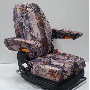 TSKL10-XD3, DSC Tractor Seats, Forklift/Tractor Replacement Suspension Seat with Built-in Headrest and Adjustable Armrest Customized in XD3 Camo Endura.