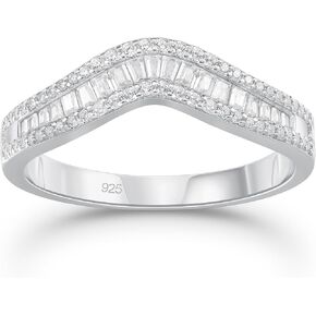 Newshe Jewellery Wedding Bands for Women AAAAA Cz 925 Sterling Silver Eternity Promise Rings for Her Trapezoid Size 5-10