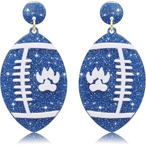 Football Earrings Game Day Acrylic Glitter Football Mom Earrings College School Sports Team Spirit Earrings Cheer Football Mom Gift
