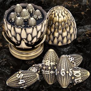 ARUOHHA DND Metal Dice Black Blue Dragon Egg Dice with Rotating Dragon Egg Shell, Dungeons and Dragons Role Playing Game D&D Dice Polyhedral D and D Dice Set D20 D12 D10 D8 D6 D4