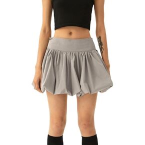Women's Bubble Skirt Solid Color Y2k Fairy Puff Balloon Skirt Teen Girls Cute Pleated Short Skirt