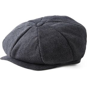Lanzom Mens Newsboy Cap High Woolen Tweed Gatsby Hat Ivy Cabbie Flat Golf Cap Newsboy Cap