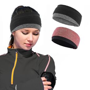 Sukeen Ear Warmer Headband for Women 2 Pack, Soft Warm Winter Headband for Women, Ear Warmers Ear Muffs for Winter, Running Headband for Women Cold Weather Sports Cycling Walking, Black Red