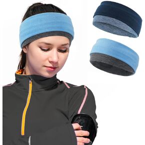 Sukeen Ear Warmer Headband for Women 2 Pack, Soft Warm Winter Headband for Women, Ear Warmers Ear Muffs for Winter, Running Headband for Women Cold Weather Sports Cycling Walking, Baby Blue Dark Blue