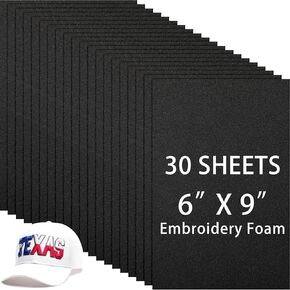 Innconee 30 Pcs Embroidery Puffy Foam Black 6 x 9 Inch 3mm EVA Foam Sheets for 3D Embroidery Crafts and Arts, Hand Sewing, DIY Projects, Cosplay Costumes, Quilting, Hats, Pillows, Bags