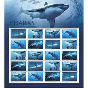 Shark Sheet of 20 Forever First Class one Ounce Postage Stamps Ecotourism Conservation Preservation Ecology Nature