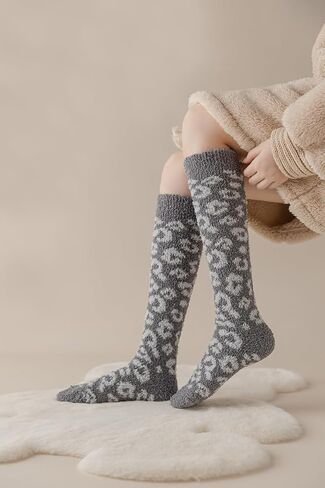 Velice Fuzzy Socks for Women 3 Pairs Knee High Fluffy Soft Warm Stocking Cozy Slipper Plush Winter Long Christmas Socks in Kuwait