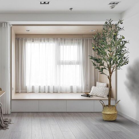 4ft Artificial Olive Tree - Large Faux Olive Plant with Realistic Silk Leaves and Rattan Wicker Pot, Perfect for Home, Living Room, Office Decor, Indoor & Outdoor Use, Ideal Housewarming Gift in Saudi Arabia