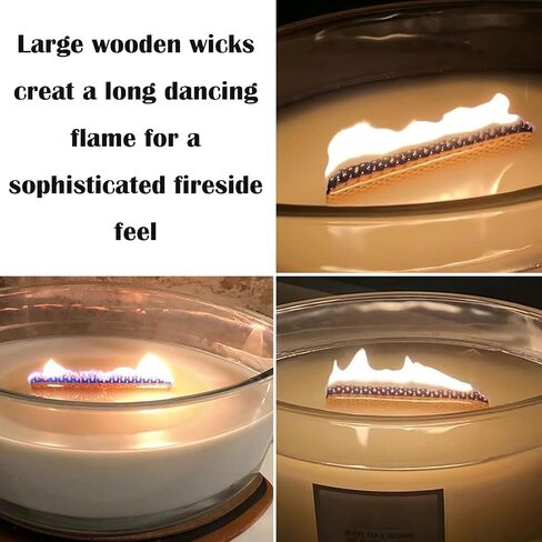 6Pcs 2.75x2.36 Inch Wooden Candle Wicks for DIY Candle Making Craft Wide Wooden Wicks for Candle Making Natural Wood Rectangle Candle Cores for DIY Candles in Saudi Arabia