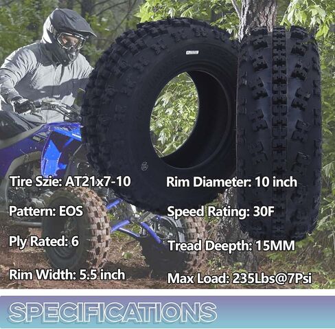 إطارات ATV 21x7-10 6PR، 21x7x10 6PR مجموعة إطارات لجميع التضاريس مكونة من 2، 21 7 10 إطارات ATV مقاومة للثقب والتآكل، نمط قبضة مثالي لتعزيز الطرق الوعرة، التعامل مع الطرق الوعرة in Kuwait