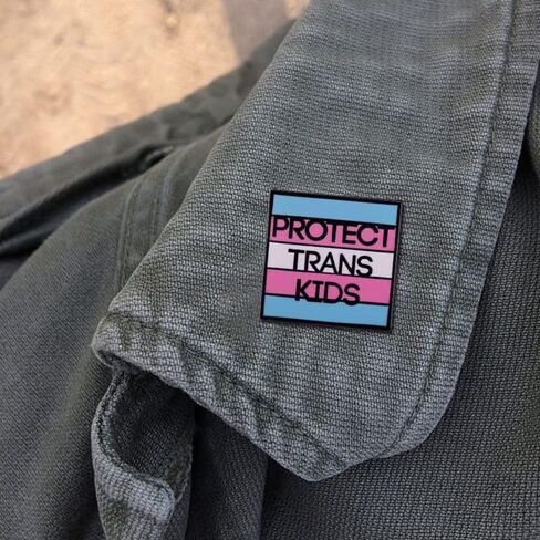Support Trans Rights Enamel Pins - Protects Trans Kids and Trans Rights are Human Rights - Blue Pink Enamel Brooch Pin Badge for Support Trans Rights in Kuwait