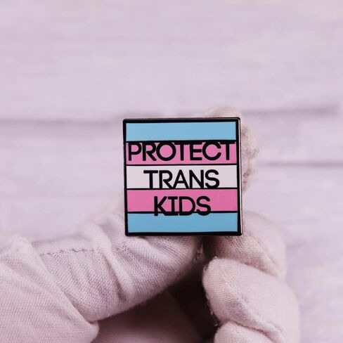 Support Trans Rights Enamel Pins - Protects Trans Kids and Trans Rights are Human Rights - Blue Pink Enamel Brooch Pin Badge for Support Trans Rights in Kuwait