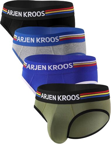 Arjen Kroos Men's Breathable Cotton Briefs Stretch Moisture Wicking Wide Waistband Briefs 4-Pack Underwear in Kuwait