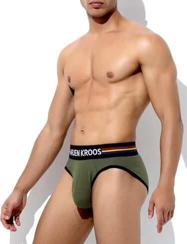 Arjen Kroos Men's Breathable Cotton Briefs Stretch Moisture Wicking Wide Waistband Briefs 4-Pack Underwear in Kuwait