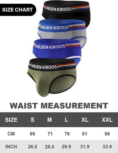 Arjen Kroos Men's Breathable Cotton Briefs Stretch Moisture Wicking Wide Waistband Briefs 4-Pack Underwear in Kuwait