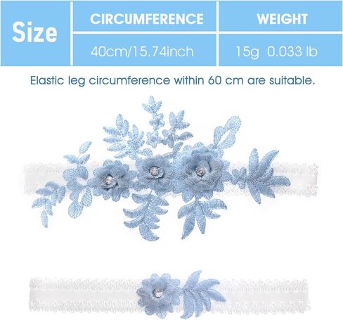 2Pcs Garters for Bride Lace Wedding Garter for Bride Wedding Garter (Blue and White) in Saudi Arabia