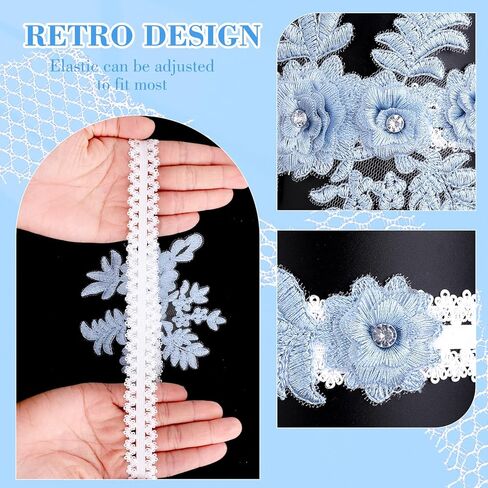 2Pcs Garters for Bride Lace Wedding Garter for Bride Wedding Garter (Blue and White) in Saudi Arabia