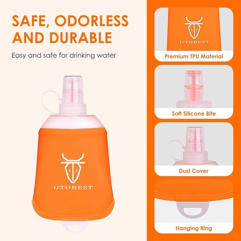 UTOBEST Soft Flask Collapsible Running Water Bottle, Flexible TPU Folding Running Flask for Hydration Pack, Soft Flask Running Bottles for Hiking Cycling in Kuwait