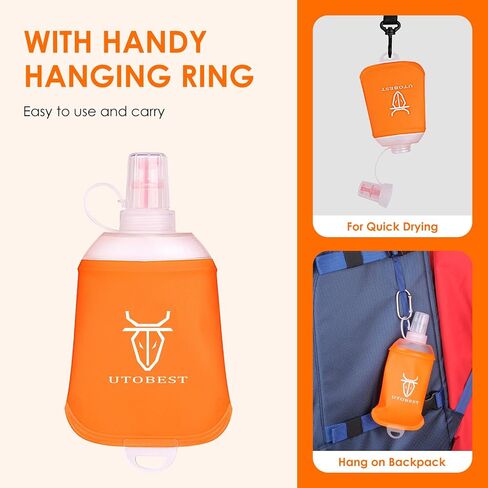 UTOBEST Soft Flask Collapsible Running Water Bottle, Flexible TPU Folding Running Flask for Hydration Pack, Soft Flask Running Bottles for Hiking Cycling in Kuwait