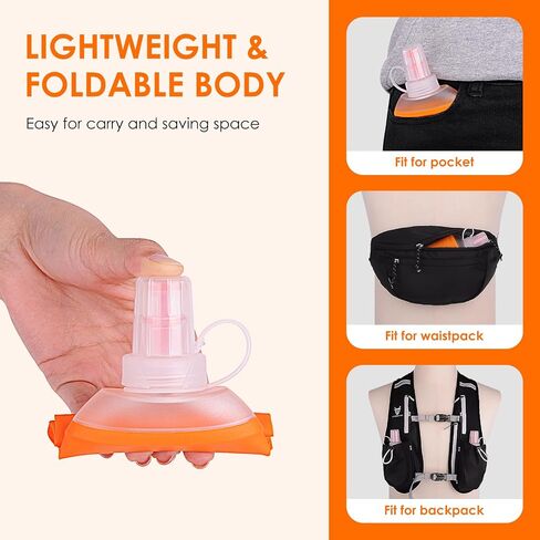 UTOBEST Soft Flask Collapsible Running Water Bottle, Flexible TPU Folding Running Flask for Hydration Pack, Soft Flask Running Bottles for Hiking Cycling in Kuwait