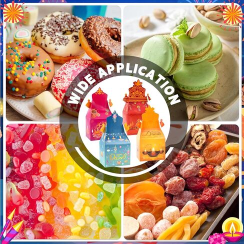 HOWAF 12 PCS Happy Diwali Candy Boxes Diwali Party Decoration Gift Boxes Festival of Lights Treat Boxes Diwali Diya Goodie Boxes for Indian Deepavali Party Supplies Favor in Saudi Arabia