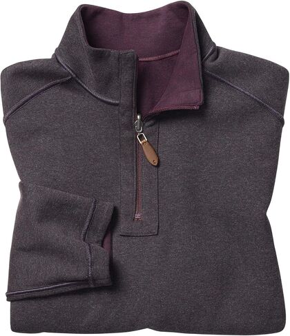 Johnston & Murphy Men's Reversible Solid Quarter-Zip Burgundy/Charcoal L US in Saudi Arabia