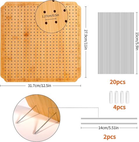 CraftyManor 7.6 in Blocking Boards for Crochet Projects with Rose Pattern, Crochet Blocking Board with Pegs, Granny Square Blocking Board with 20 Stainless Steel Pegs, Bamboo in Saudi Arabia