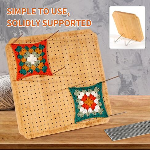 CraftyManor 7.6 in Blocking Boards for Crochet Projects with Rose Pattern, Crochet Blocking Board with Pegs, Granny Square Blocking Board with 20 Stainless Steel Pegs, Bamboo in Saudi Arabia