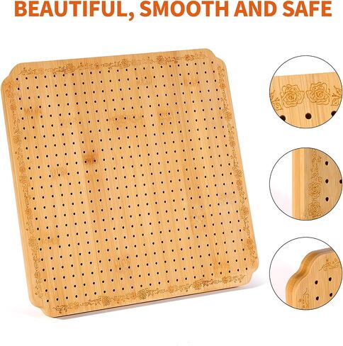 CraftyManor 7.6 in Blocking Boards for Crochet Projects with Rose Pattern, Crochet Blocking Board with Pegs, Granny Square Blocking Board with 20 Stainless Steel Pegs, Bamboo in Saudi Arabia