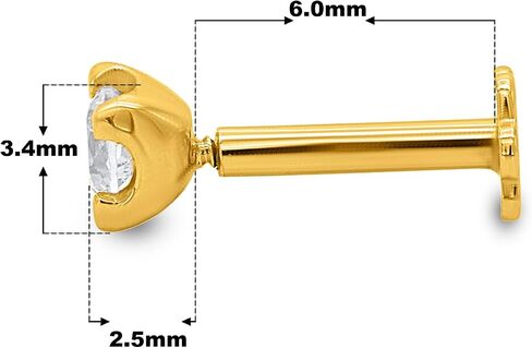 0.11 cttw Round Solitaire Lab-Grown Diamond Nose Ring in 14K Gold | Gold Nose Stud in 20 Gauge | Diamond Nose Pin For Women's (Color- E-F, Clarity-VS2) in Saudi Arabia