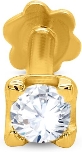 0.11 cttw Round Solitaire Lab-Grown Diamond Nose Ring in 14K Gold | Gold Nose Stud in 20 Gauge | Diamond Nose Pin For Women's (Color- E-F, Clarity-VS2) in Saudi Arabia