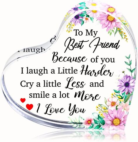 WaaHome أفضل هدايا صديق للنساء، هدايا الصداقة للأصدقاء الإناث، تذكار صديق الزهور ووزن الورق، هدايا عيد الميلاد لأفضل الأصدقاء الإناث النساء in Kuwait