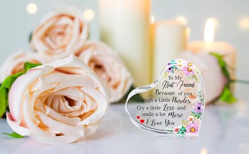 WaaHome أفضل هدايا صديق للنساء، هدايا الصداقة للأصدقاء الإناث، تذكار صديق الزهور ووزن الورق، هدايا عيد الميلاد لأفضل الأصدقاء الإناث النساء in Kuwait