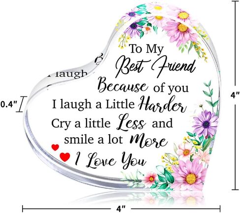 WaaHome أفضل هدايا صديق للنساء، هدايا الصداقة للأصدقاء الإناث، تذكار صديق الزهور ووزن الورق، هدايا عيد الميلاد لأفضل الأصدقاء الإناث النساء in Kuwait