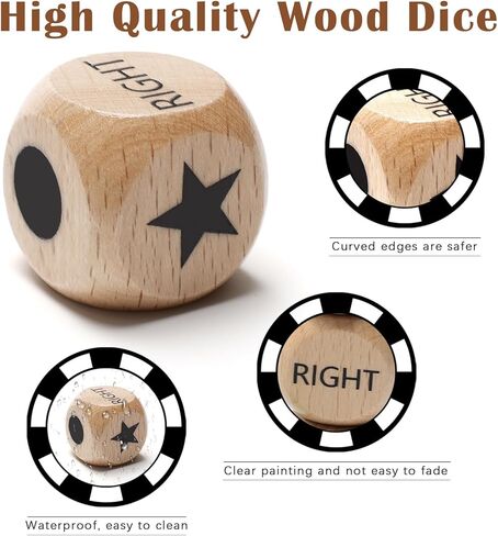 3 + 48 قطعة من نرد لعبة المركز الأيمن الأيسر، Luxiv 3 قطع نرد لعبة خشبية يسار يمين مركزي مع 48 قطعة 4 رقائق ألوان، صناديق تخزين in Kuwait