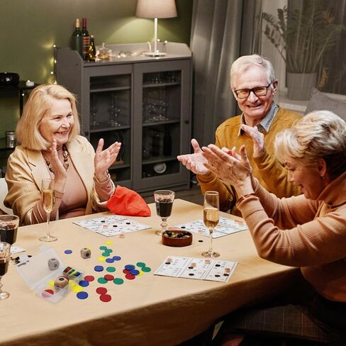 3 + 48 قطعة من نرد لعبة المركز الأيمن الأيسر، Luxiv 3 قطع نرد لعبة خشبية يسار يمين مركزي مع 48 قطعة 4 رقائق ألوان، صناديق تخزين in Kuwait