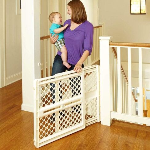 Toddleroo by North States - Supergate Ergo Baby Gate: Plastic Baby Gate for Stairs & Doorways - Adjustable Indoor Safety Gate - Made in USA - 26 to 42 Inches Wide - 26 Inches Tall - Sand in Kuwait