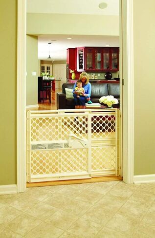 Toddleroo by North States - Supergate Ergo Baby Gate: Plastic Baby Gate for Stairs & Doorways - Adjustable Indoor Safety Gate - Made in USA - 26 to 42 Inches Wide - 26 Inches Tall - Sand in Kuwait