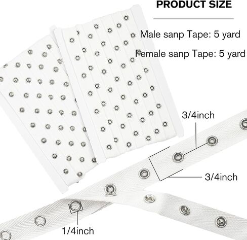 NXTOV Metal Snap Tape for Sewing, 0.75 inch x 5yd Snap Button Tape Ribbon for Baby Clothes, Cotton Snap Button Trim, Fastener Press Stud Tape for Sewing DIY Accessories (Black) in Saudi Arabia