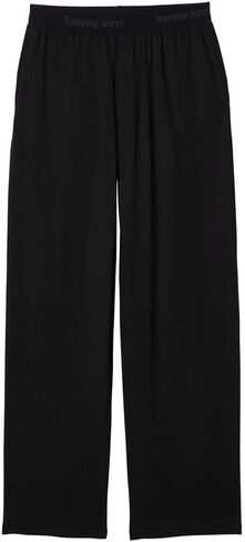 Tommy John Men’s Cotton Basics Sleep Pant, Comfortable, Soft Cotton Pajama with Pockets, Lounge Bottom Straight Leg Fit, Lightweight Stretch men's sleepwear, Black, Large in Kuwait