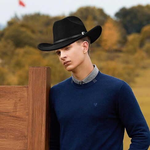 Western Cowboy Cowgirl Hat for Men Women Cowgirl Hats Adjustable Black Cowboy Hat Roll Up Fedora Hat Fit in Saudi Arabia