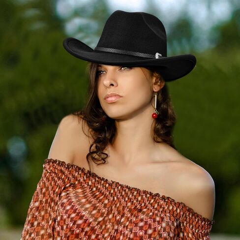 Western Cowboy Cowgirl Hat for Men Women Cowgirl Hats Adjustable Black Cowboy Hat Roll Up Fedora Hat Fit in Saudi Arabia