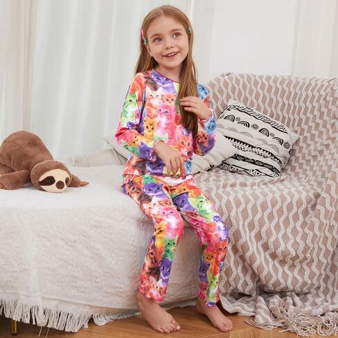 CHILDRENSTAR Girls Pajamas Set Long Sleeve Sleepwear Shirt Pant Shirring Ribbed Lounge Clothes For Kids in Saudi Arabia