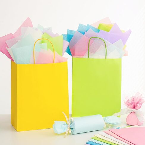 Simetufy 120 ورقة مناديل ورقية لحقائب الهدايا، 8 ألوان 20 × 20 بوصة مناديل ورقية فنية كبيرة، ورق تغليف الهدايا للحرف اليدوية، العطلات، أعياد الميلاد، الهالوين، عيد الميلاد ومشروع DIY in Kuwait